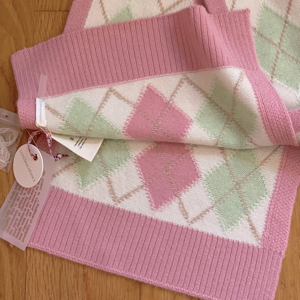 LOVESHACKFANCY Louanne Scarf - Cashmere & Wool Blend - Palm Beach Multi - New - Picture 5 of 5